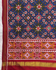 Red & Blue Navratan Double Ikat Patola Dupatta