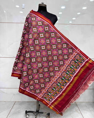 Red & Pink Panchanda Double Ikat Patola Dupatta