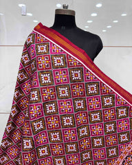 Red & Pink Panchanda Double Ikat Patola Dupatta