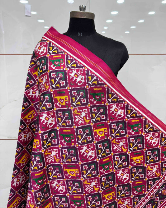 Pink Narikunj Double Ikat Patola Dupatta