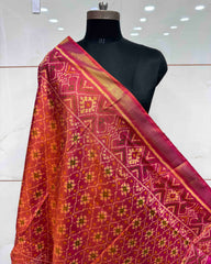 Pink Buttonful Patola Dupatta