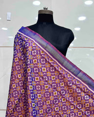 Purple Buttonful Patola Dupatta