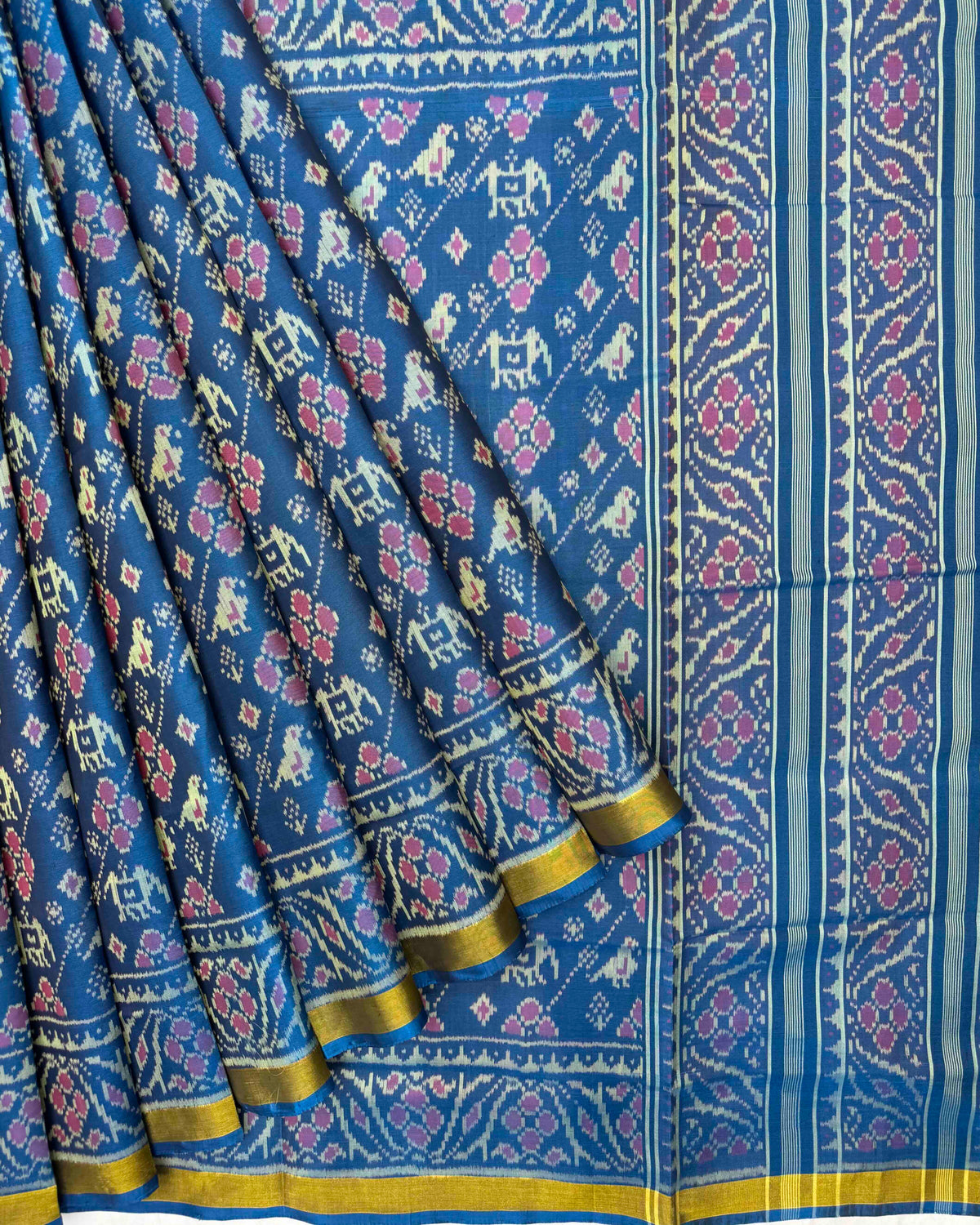 Rama Blue Narikunj Leheriya Patola Saree