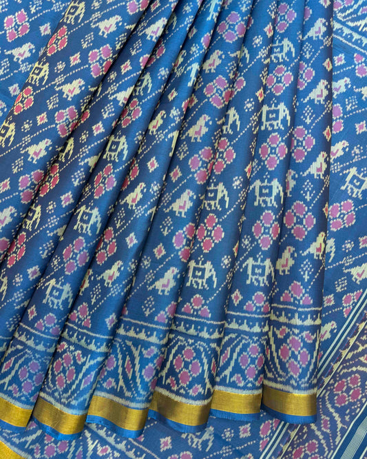 Rama Blue Narikunj Leheriya Patola Saree