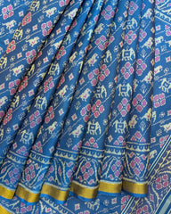 Rama Blue Narikunj Leheriya Patola Saree