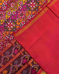 Red Multicolour Navratan Semi Double Ikat Patola Saree