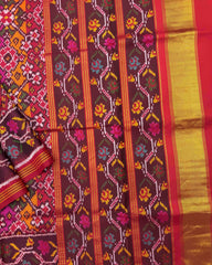 Red Multicolour Navratan Semi Double Ikat Patola Saree