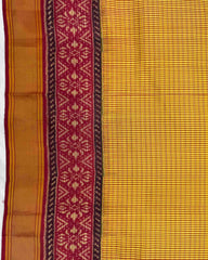 Red & Mustard Small Chex Patola Saree