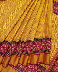 Red & Mustard Small Chex Patola Saree