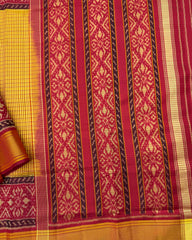 Red & Mustard Small Chex Patola Saree