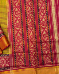 Red & Mistard Small Chex Patola Saree