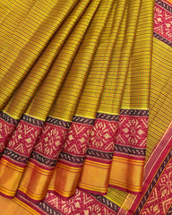 Red & Mistard Small Chex Patola Saree