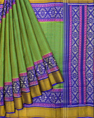 Blue & Green Small Chex Patola Saree