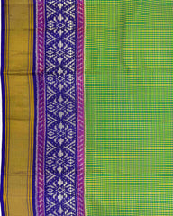 Blue & Green Small Chex Patola Saree