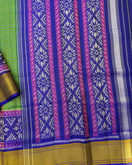 Blue & Green Small Chex Patola Saree