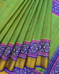 Blue & Green Small Chex Patola Saree