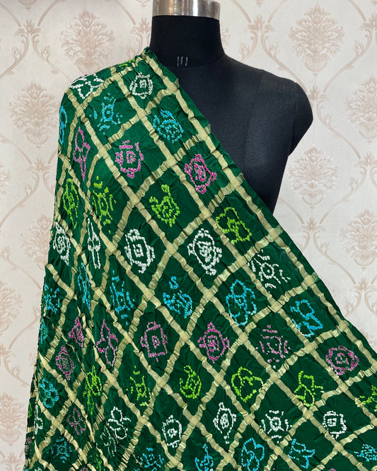 Zari chex Bandhani Dupatta - SindhoiPatolaArt