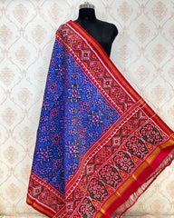 Red & Blue Navratan Patola Dupatta - SindhoiPatolaArt