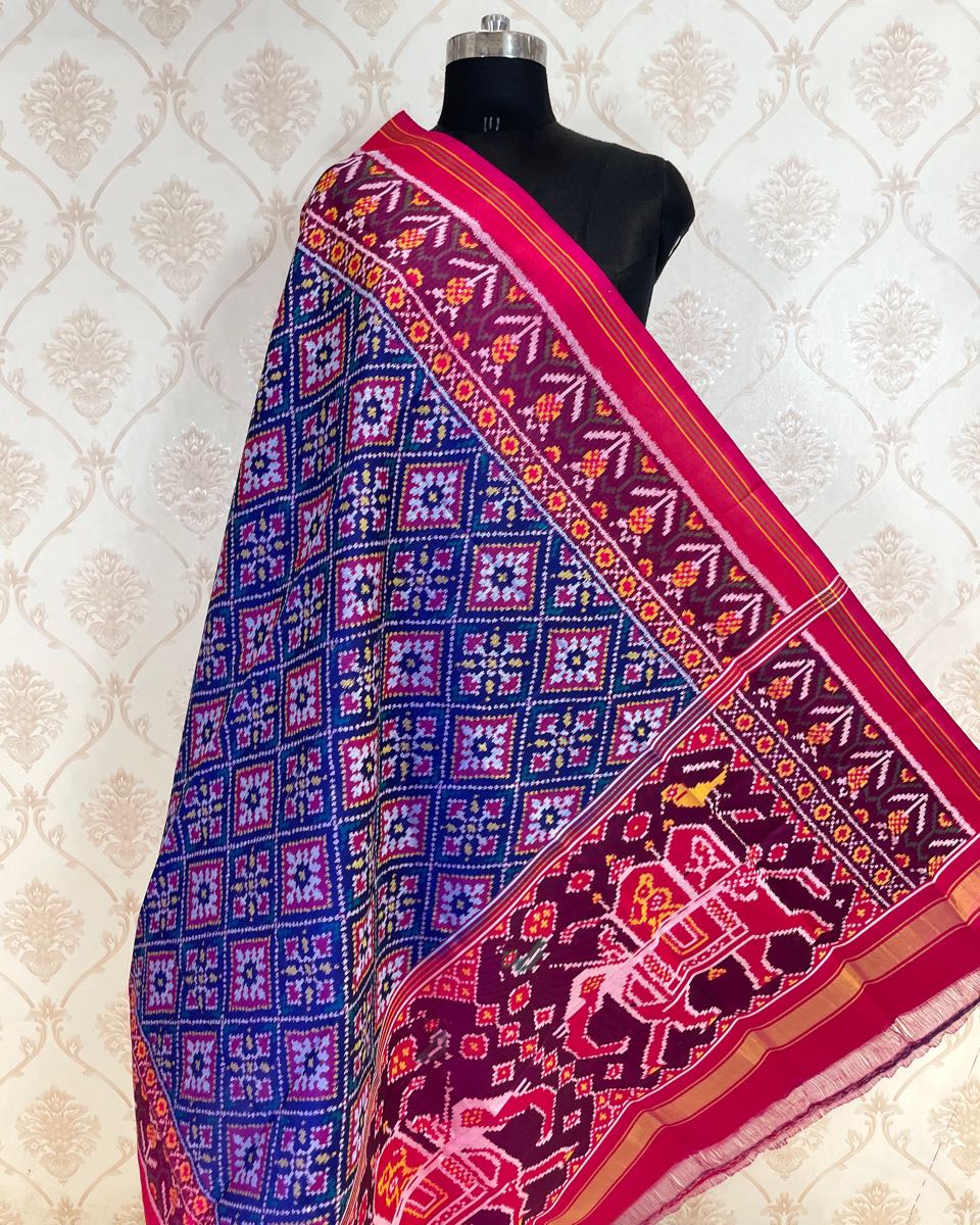 Pink & Blue Panchanda Patola Dupatta