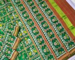 green narikunj design patola saree - SindhoiPatolaArt