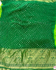 Green Kanjivaram Bandhani Saree