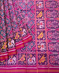 Pink & Turquoise Navratan Designer Patola Saree