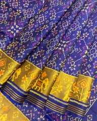 Blue Navratan With Elephant Pallu Designer Patola Saree