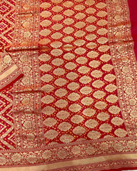 Red Mysore Georgette Bandhani Saree