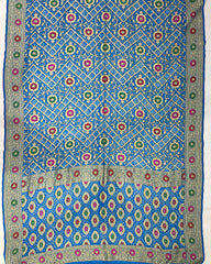 Blue & Green  Bandhani Saree