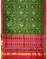 Red & Green Narikunj Designer Patola Saree