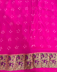 Pink Chex  Bandhani Saree