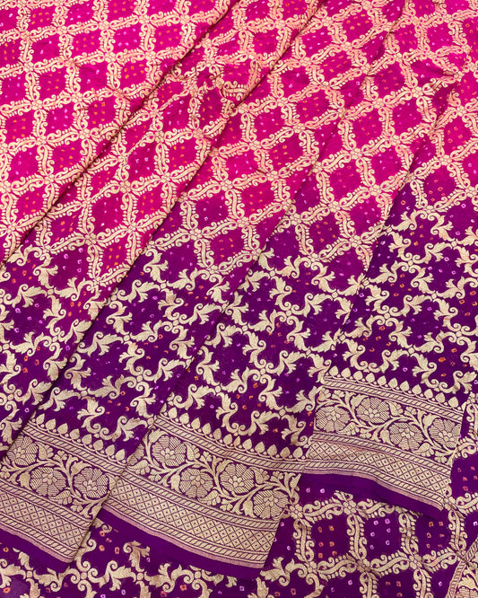 Purple & Pink Banarasi  Saree