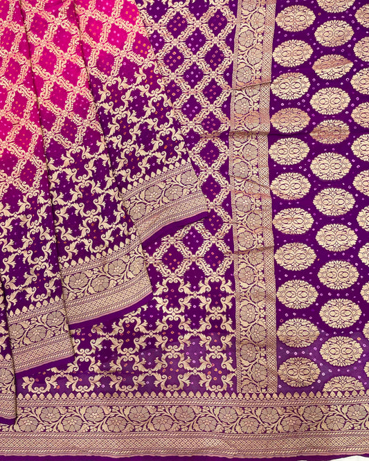 Purple & Pink Banarasi  Saree