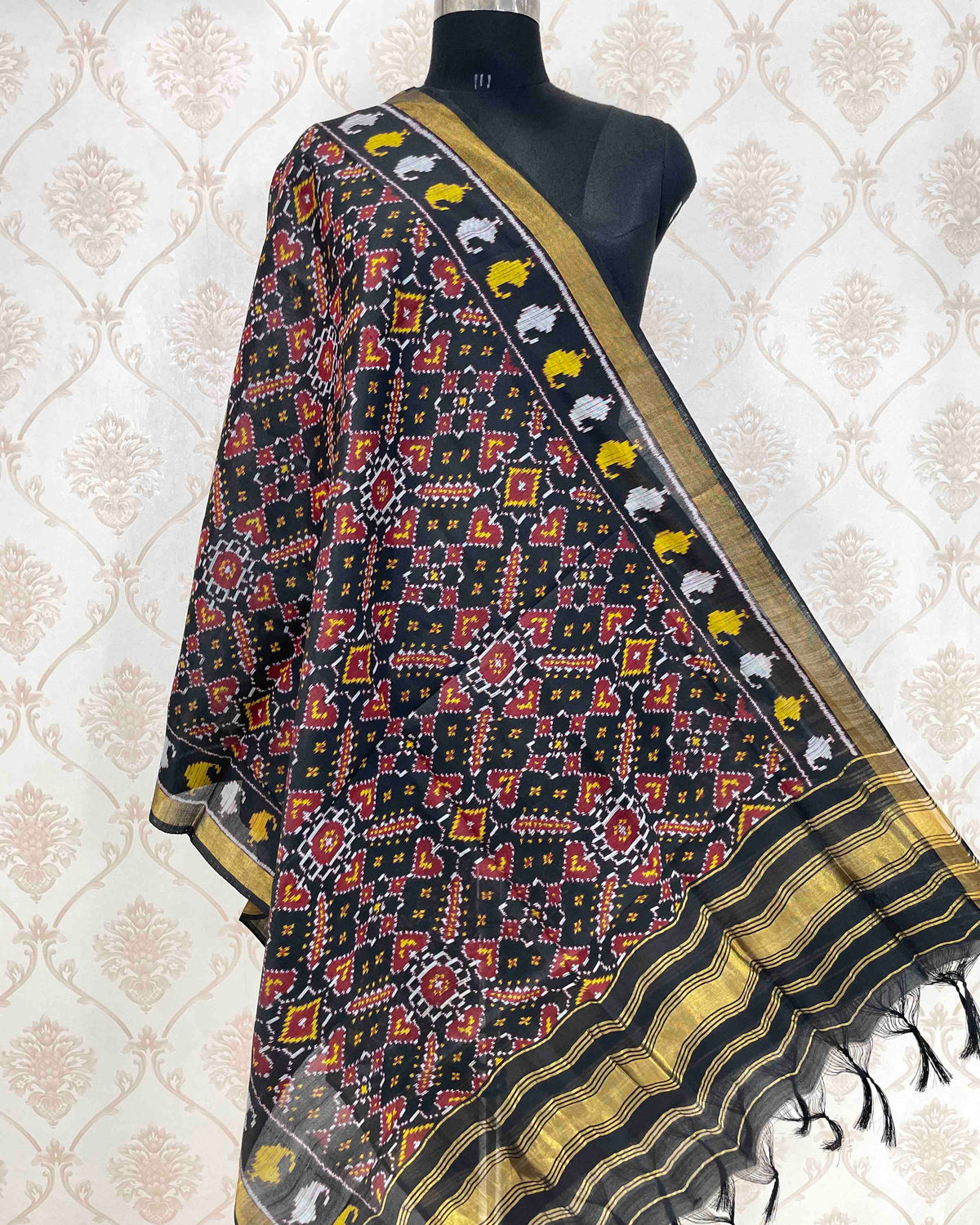 Black Manekchowk Designer Patola Dupatta SindhoiPatolaArt